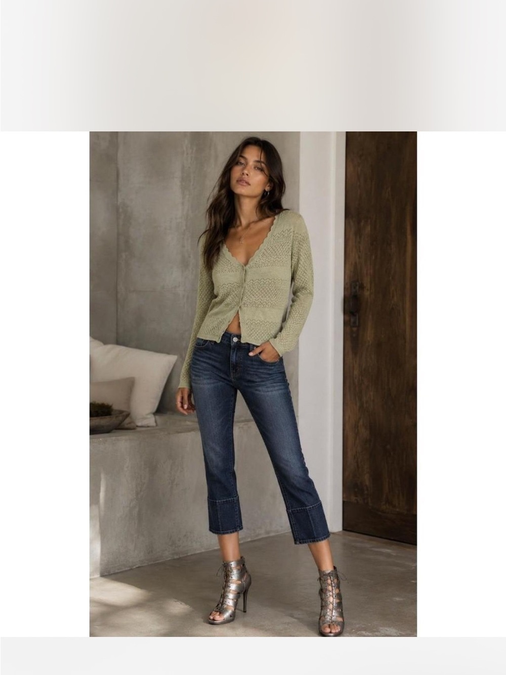 Frye Women's Light Sage Knit Cardigan Sweater